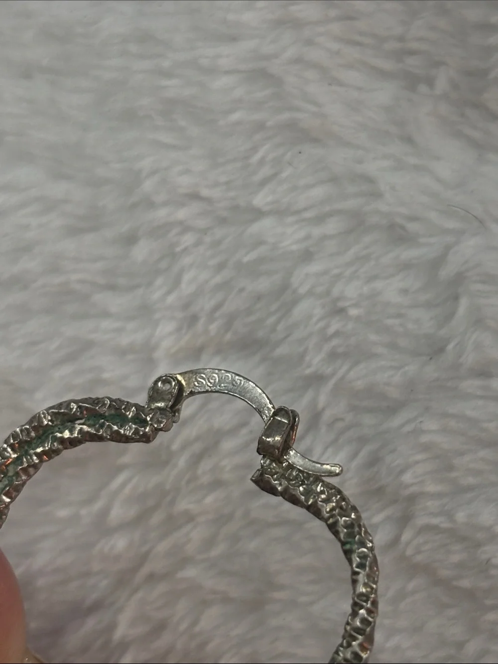 S925 stamped Silver-Tone Textured Heart Hoop Earrings - Women Jewelry